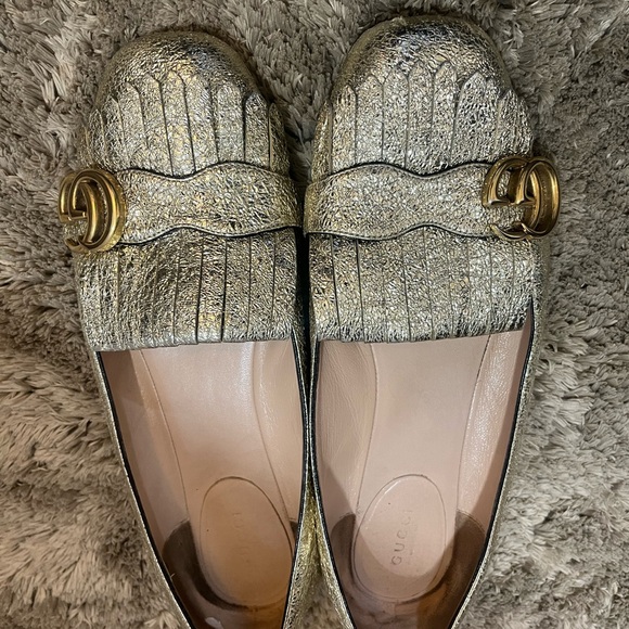 Gucci, loafers gold and monogramGG - Picture 6 of 7